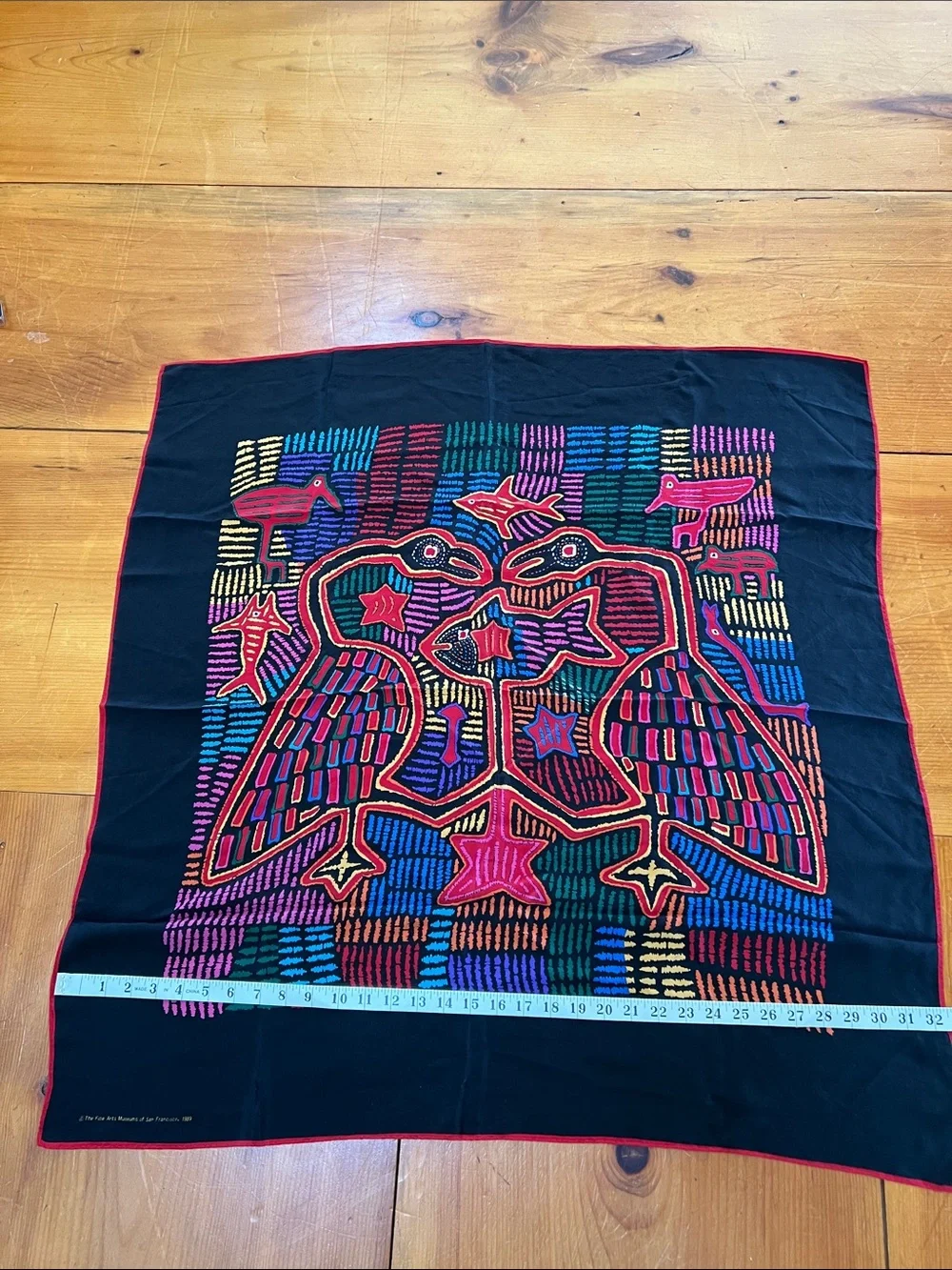 NWOT 1989 SF Museum scarf 100% silk